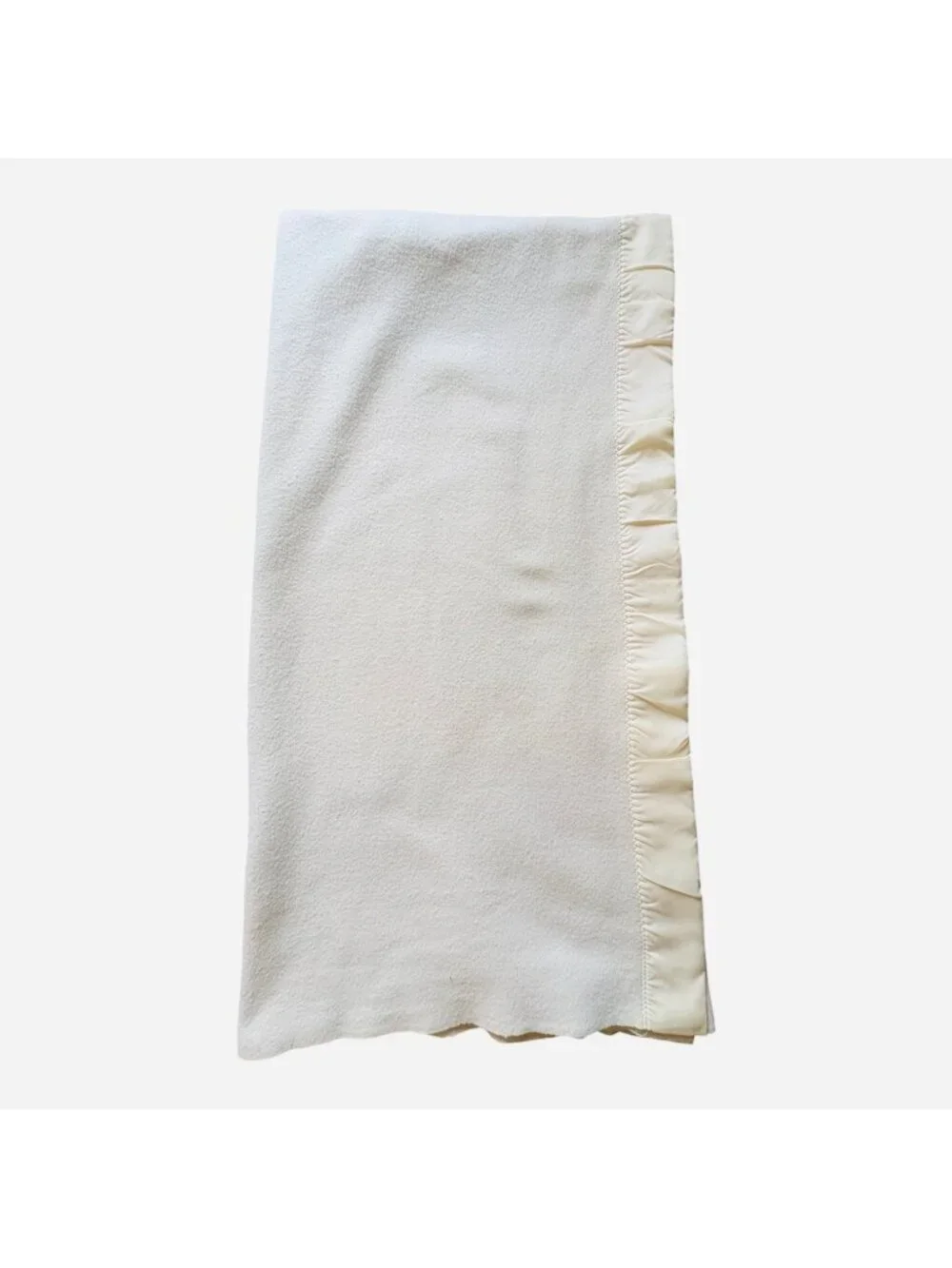 Faribo Woolen Mills 100% Wool Cream Blanket Heritage Satin Trim Size Queen